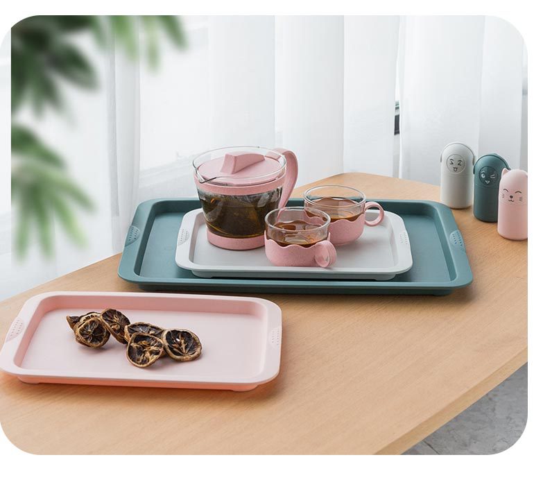 Creative Household Drain Tray Japanese Tray Dinner Plate Double-Layer Plastic Tea Tray Household Rectangular Storage Rack