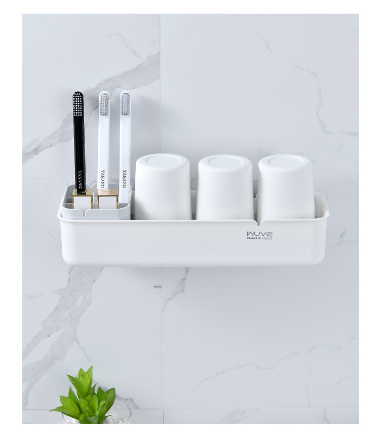 Bathroom Wall-Mounted Punch-Free Multi-Functional Wash Cup Holder Set Tooth Cup Toothbrush Holder Storage Rack Bathroom Wall-Mounted Punch-Free Multi-Functional Wash Cup Holder Set Tooth Cup Toothbrush Holder Storage Rack