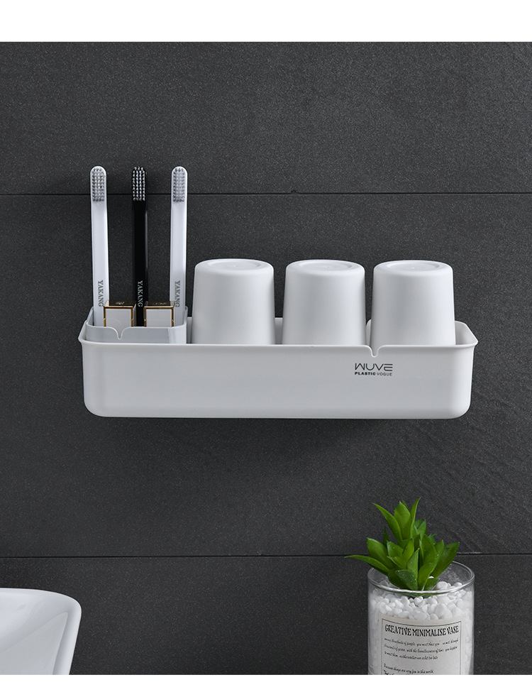 Bathroom Wall-Mounted Punch-Free Multi-Functional Wash Cup Holder Set Tooth Cup Toothbrush Holder Storage Rack Bathroom Wall-Mounted Punch-Free Multi-Functional Wash Cup Holder Set Tooth Cup Toothbrush Holder Storage Rack