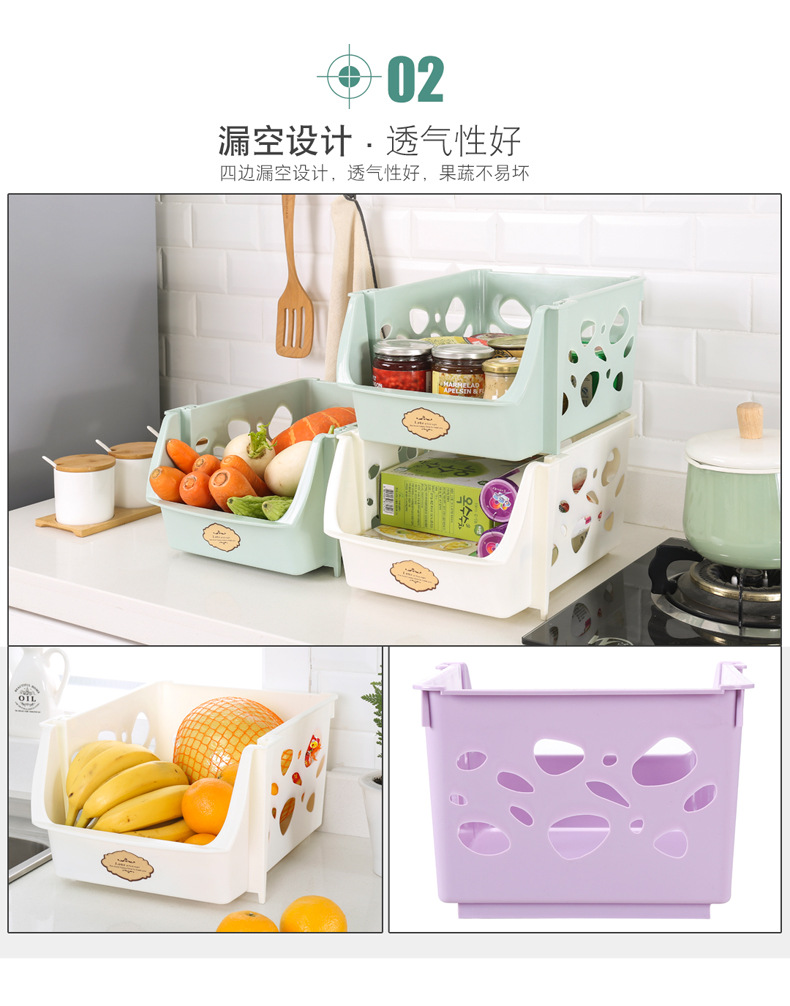 Kitchen Large Storage Storage Rack Plastic Colorful Vegetable and Fruit Storage Rack Bathroom Clutter Organizing Shelves Wholesale