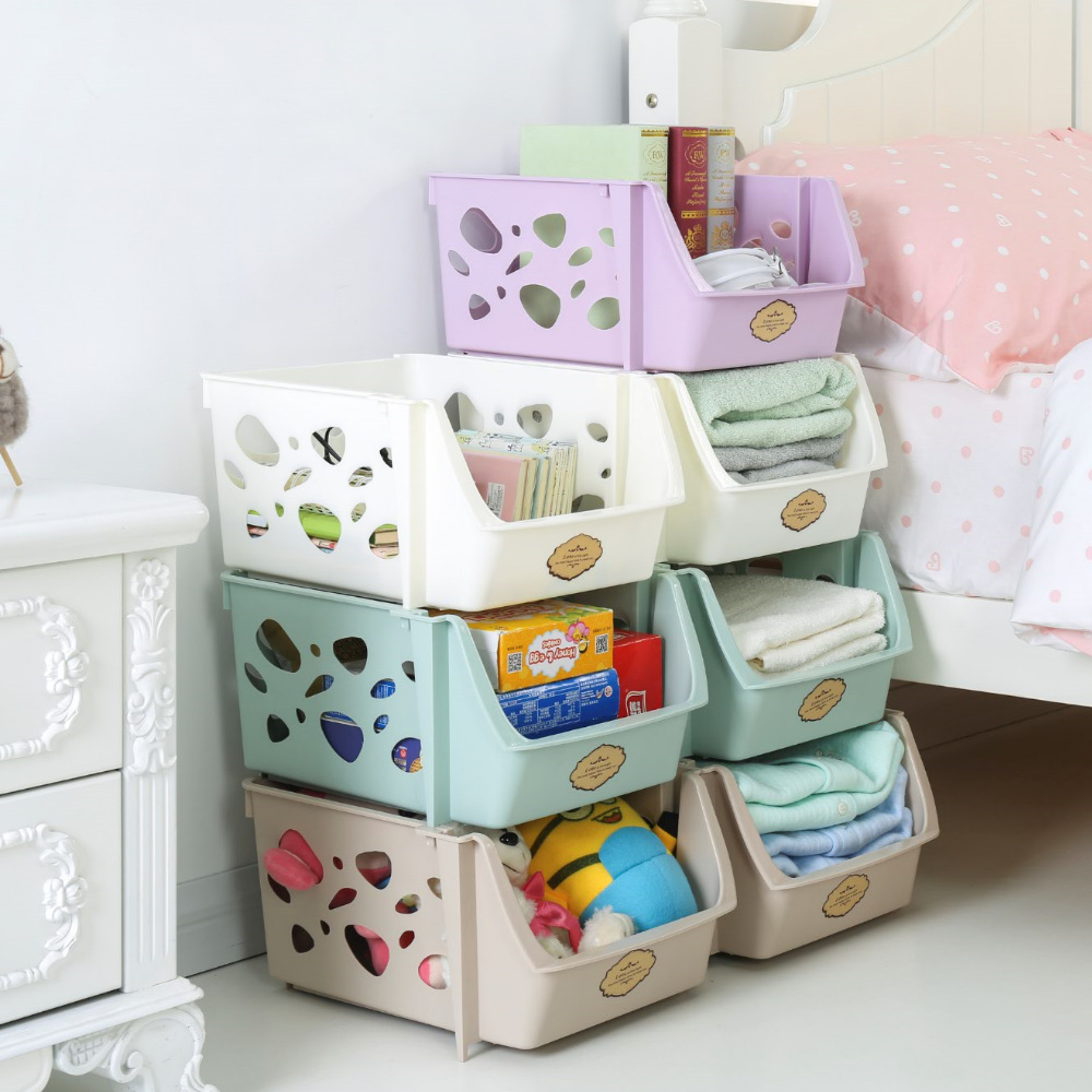 Kitchen Large Storage Storage Rack Plastic Colorful Vegetable and Fruit Storage Rack Bathroom Clutter Organizing Shelves Wholesale