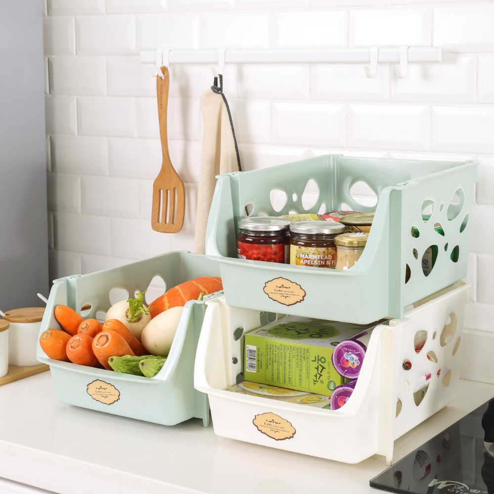 Kitchen Large Storage Storage Rack Plastic Colorful Vegetable and Fruit Storage Rack Bathroom Clutter Organizing Shelves Wholesale