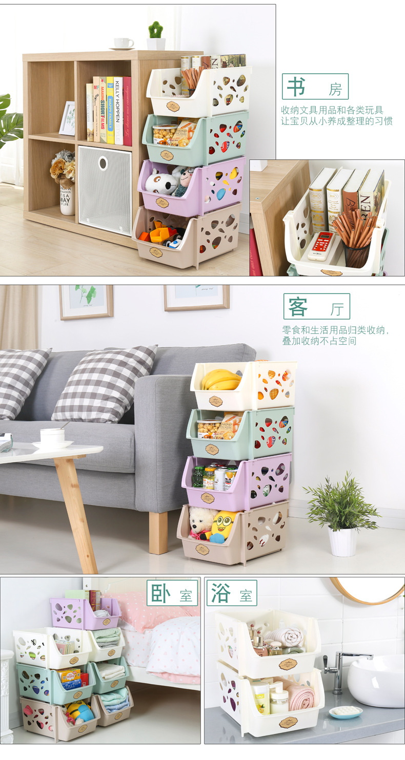 Kitchen Large Storage Storage Rack Plastic Colorful Vegetable and Fruit Storage Rack Bathroom Clutter Organizing Shelves Wholesale