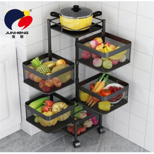 Multifunctional Carbon Steel Storage Rack Rotating Storage Rack Floor Multi-Layer Household Kitchen Vegetable Basket Fruit and Vegetable Storage Rack Multifunctional Carbon Steel Storage Rack Rotating Storage Rack Floor Multi-Layer Household Kitchen Vegetable Basket Fruit and Vegetable Storage Rack