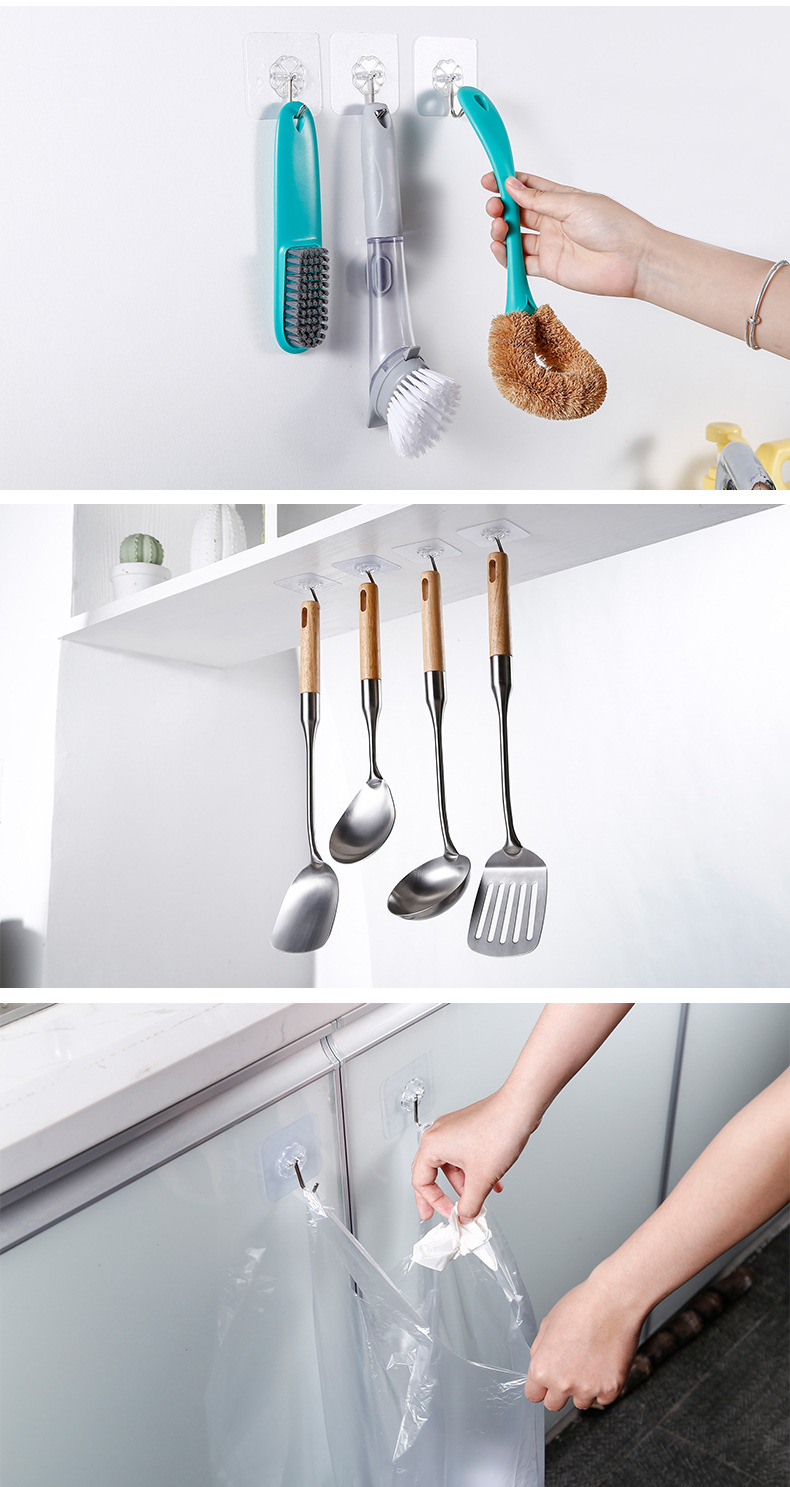 Stall Hook Transparent Frosted Nano Pattern Seamless Hook Bathroom Plastic Punch-Free Iron hook Stall Hook Transparent Frosted Nano Pattern Seamless Hook Bathroom Plastic Punch-Free Iron hook