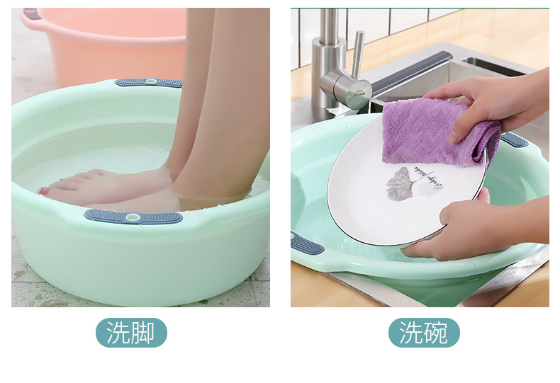 Home Wash Basin Contrast Color Thickened with Hole Wash Basin Large Laundry Basin Student Dormitory Wash Plastic Basin Home Wash Basin Contrast Color Thickened with Hole Wash Basin Large Laundry Basin Student Dormitory Wash Plastic Basin