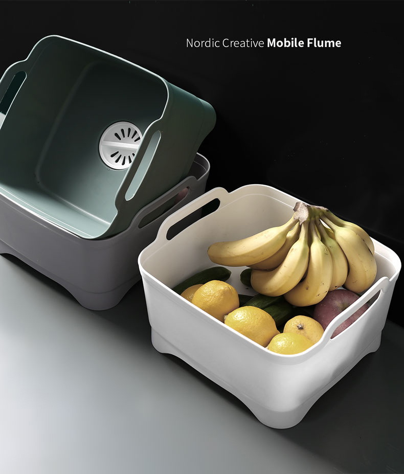 Multifunctional Kitchen Vegetable Washing Basket Fruit and Vegetable Storage Basket Cleaning Frame Plastic Basin Vegetable Basin Draining Basket