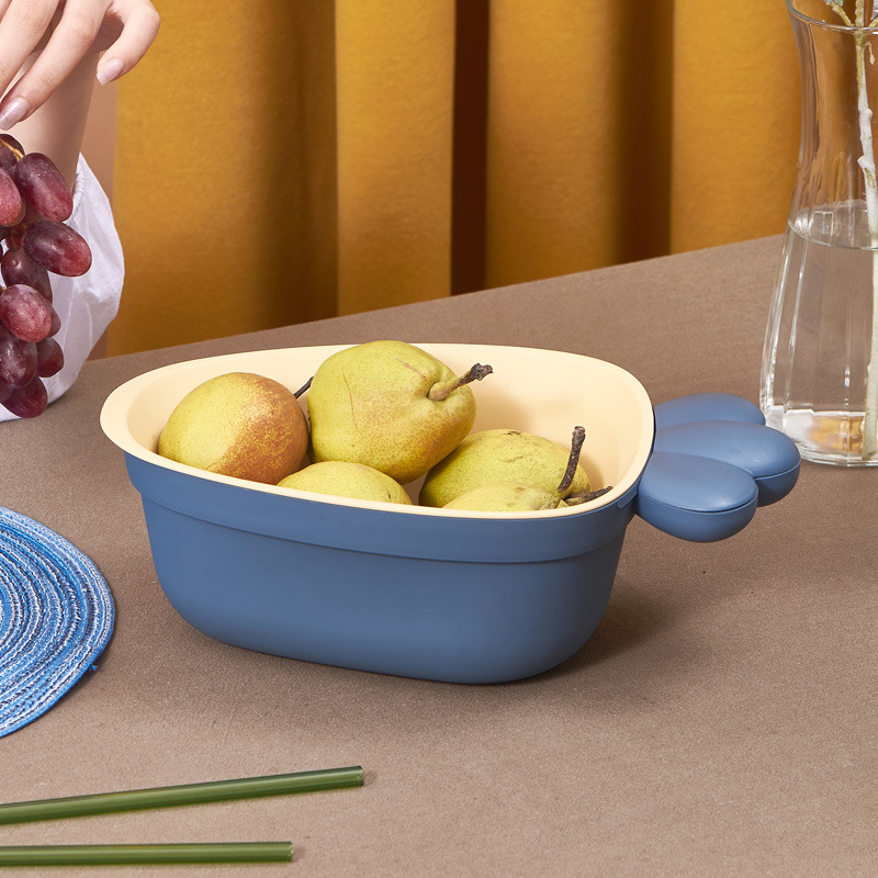 Fruit Plate Basket Modern Living Room Coffee Table Plastic Basin Double Layer Vegetable Washing Basket Household Kitchen Innovative Drain Basket