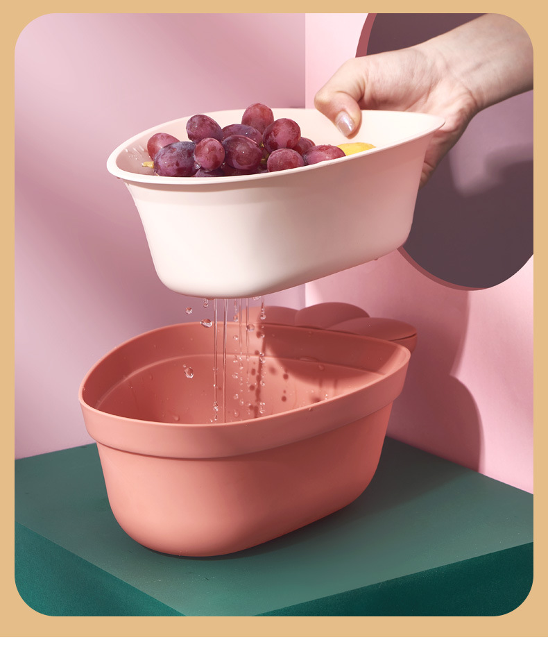 Fruit Plate Basket Modern Living Room Coffee Table Plastic Basin Double Layer Vegetable Washing Basket Household Kitchen Innovative Drain Basket Fruit Plate Basket Modern Living Room Coffee Table Plastic Basin Double Layer Vegetable Washing Basket Household Kitchen Innovative Drain Basket