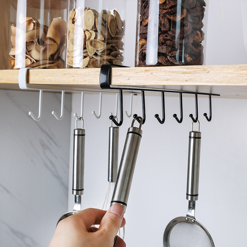 Iron Hook Seamless Punch-Free Storage Rack Kitchen Cabinet Storage Hanger Multifunctional Wardrobe Row Hook Organizing Rack