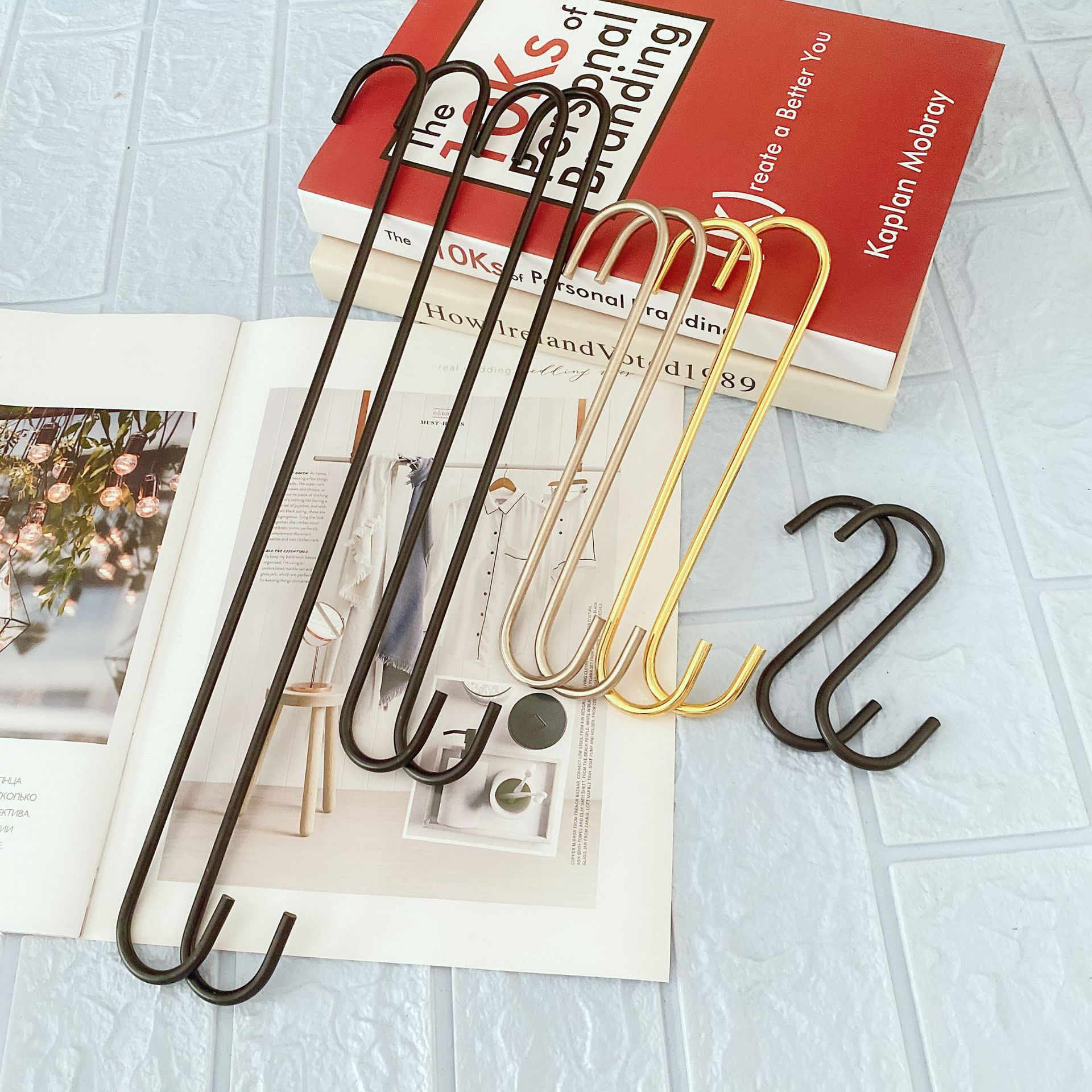 Bold and Lengthened Clothing Store S Hook Metal Hook round S Hook Iron Hook Coat Hook Clothes S-Shape Hook