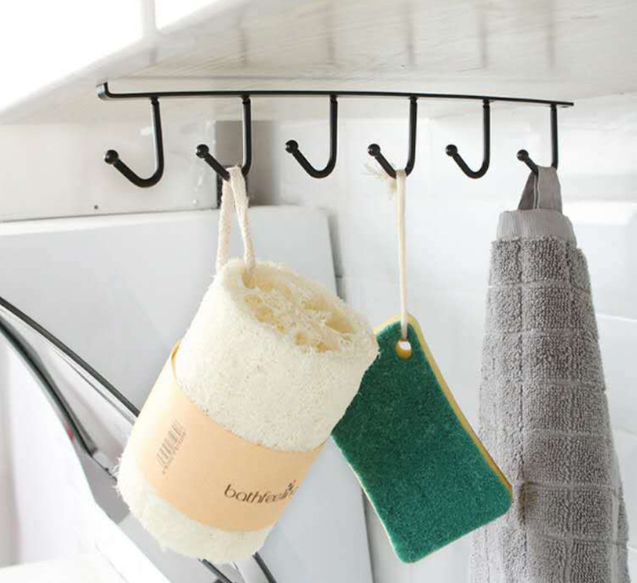 Iron hook Iron Kitchen Cabinet Storage Hanger Multi-Functional Row Hook 6 Linked Wardrobe Organizer