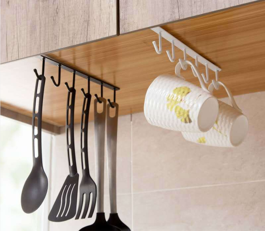 Iron hook Iron Kitchen Cabinet Storage Hanger Multi-Functional Row Hook 6 Linked Wardrobe Organizer