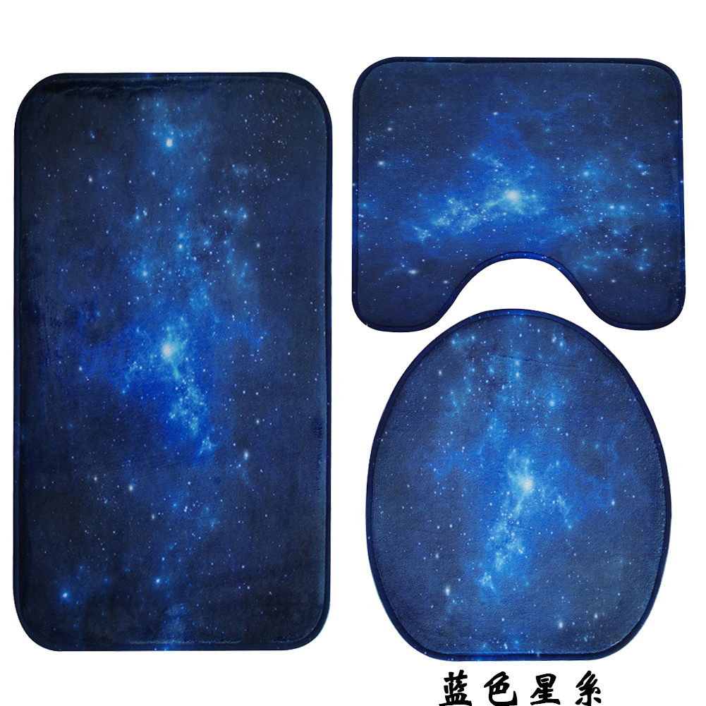 Galaxy Nebula Bathroom Three-Piece Carpet Toilet Toilet Cover O-Shaped Cushion U-Shaped Non-Slip Mat