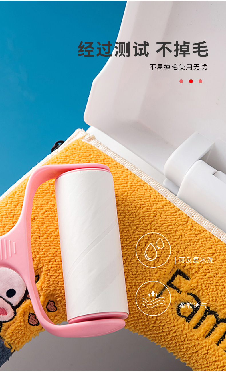 Supply with Handle Toilet Mat Velcro Zipper Cushion Winter Toilet Seat Cover Embroidery Pattern Toilet Cover
