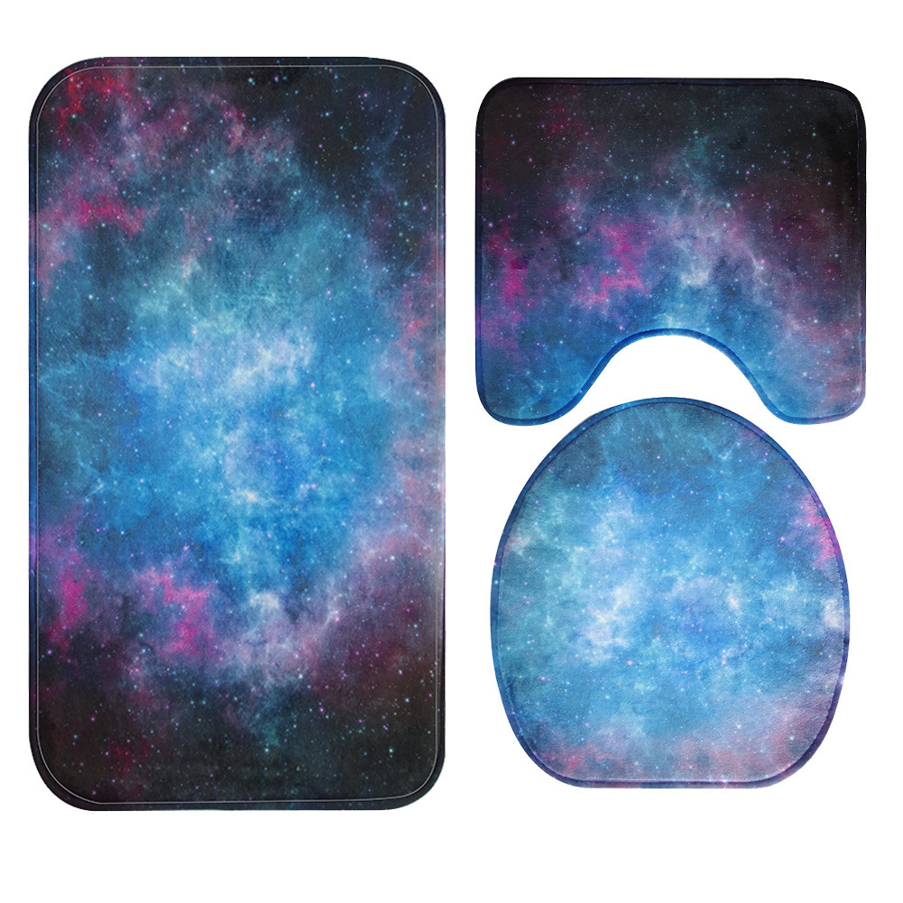 Galaxy Nebula Bathroom Three-Piece Carpet Toilet Toilet Cover O-Shaped Cushion U-Shaped Non-Slip Mat