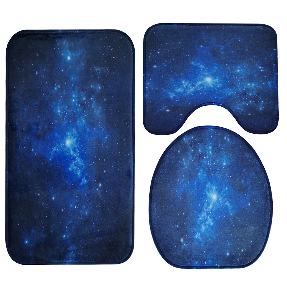 Galaxy Nebula Bathroom Three-Piece Carpet Toilet Toilet Cover O-Shaped Cushion U-Shaped Non-Slip Mat