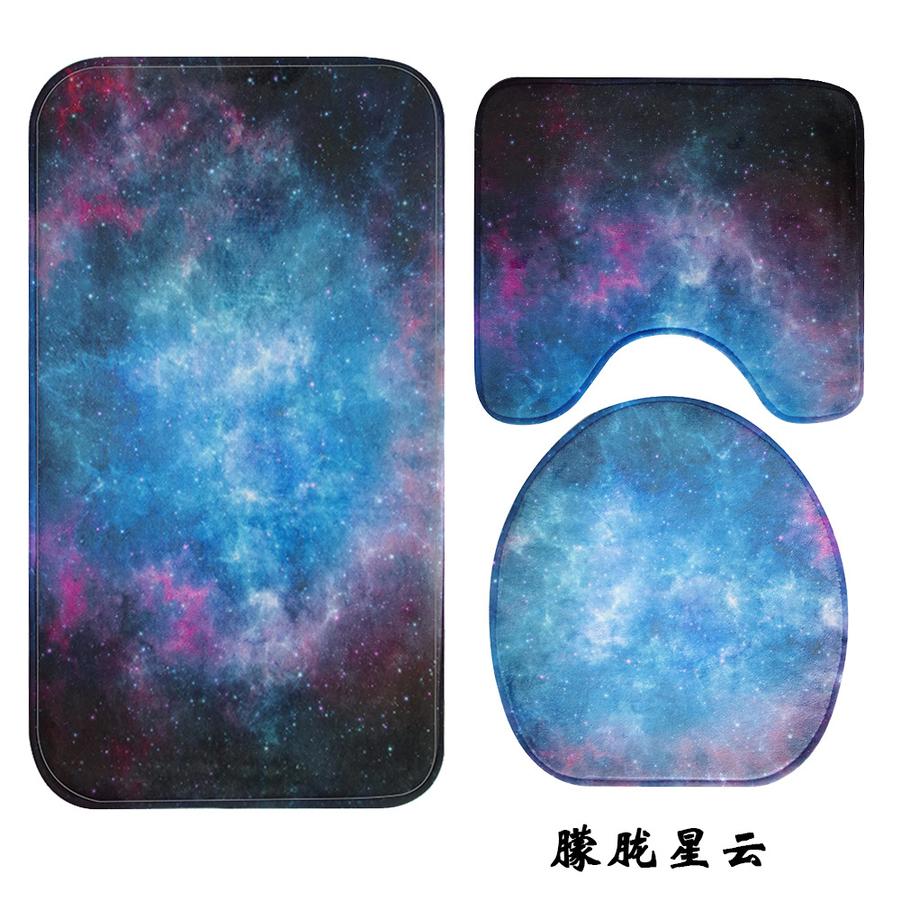 Galaxy Nebula Bathroom Three-Piece Carpet Toilet Toilet Cover O-Shaped Cushion U-Shaped Non-Slip Mat Galaxy Nebula Bathroom Three-Piece Carpet Toilet Toilet Cover O-Shaped Cushion U-Shaped Non-Slip Mat