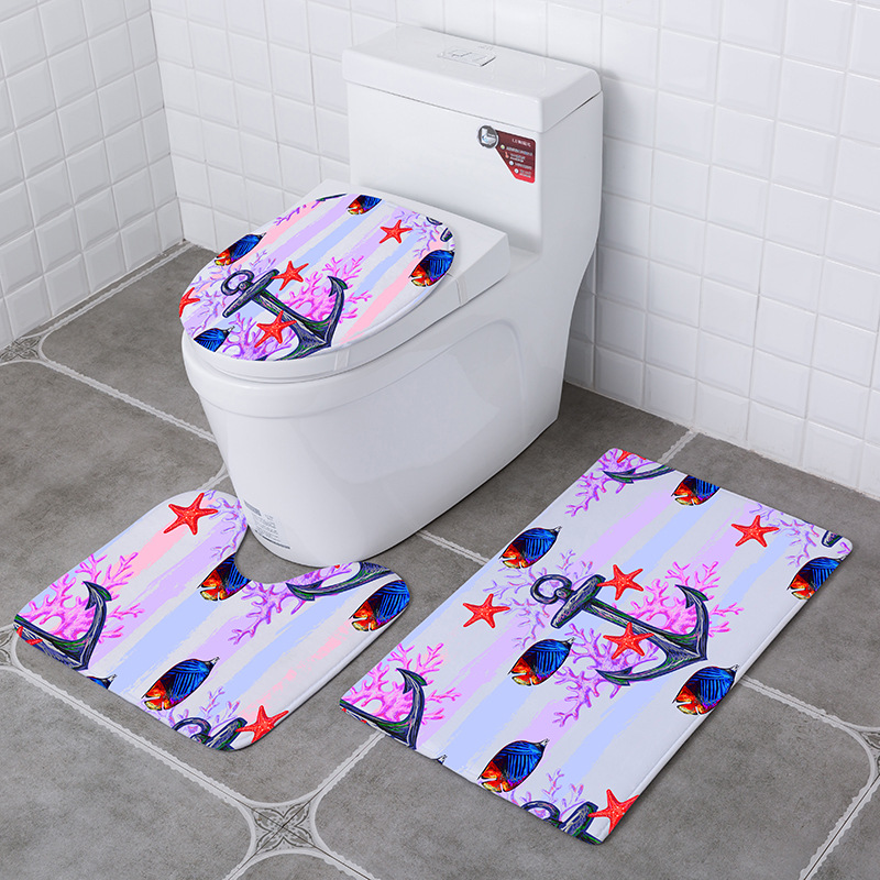Blue Ocean Toilet Seat Toilet Seat Square O-Shaped Cushion Three-Piece Set Waterproof Ring Sanitary Toilet Seat Cover