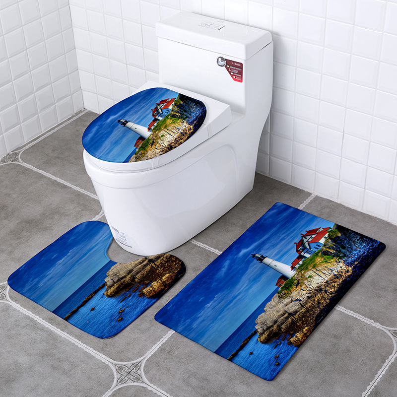 Blue Ocean Toilet Seat Toilet Seat Square O-Shaped Cushion Three-Piece Set Waterproof Ring Sanitary Toilet Seat Cover
