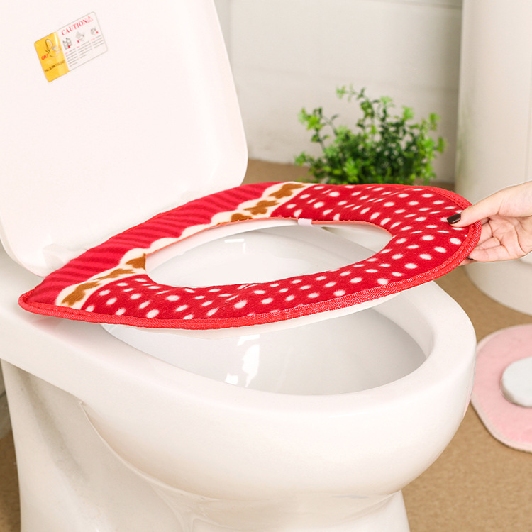 Velcro Plush Toilet Mat Thickened Universal Toilet Seat Cover Winter Toilet Seat Cover Large Toilet Seat Toilet Cushion