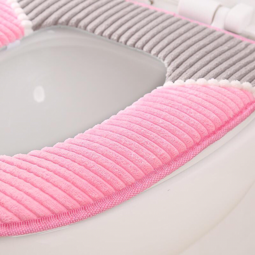 Corduroy Padded Toilet Mat Universal Waterproof Toilet Seat Cover Plush Toilet Seat Cover Warm Cushion Toilet Washer Wholesale