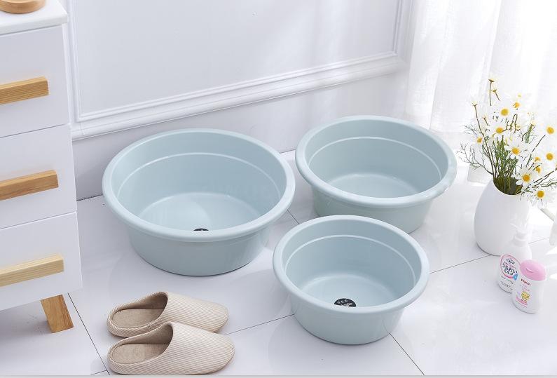 Blue Laundry Washbasin Household Washing Vegetables Basin Plastic Basin Clothes Cleaning Basin Thickened Feet-Washing Basin Babies&#039; Wash Basin