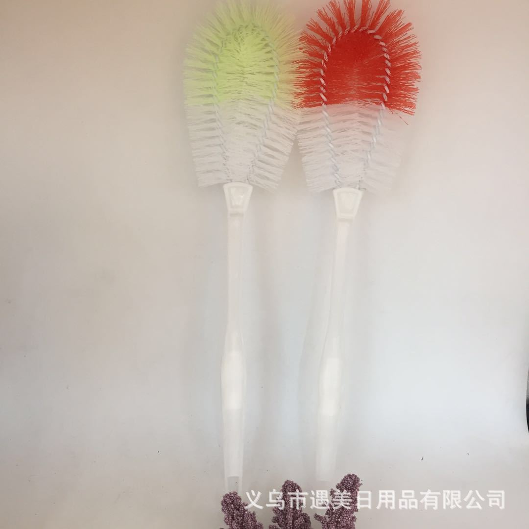 New Long Handle round Head Cleaning Brush Toilet Brush Elastic Flower Brush Button Wire Wire Brush Toilet Cleaning Brush Single Flower Brush round Head