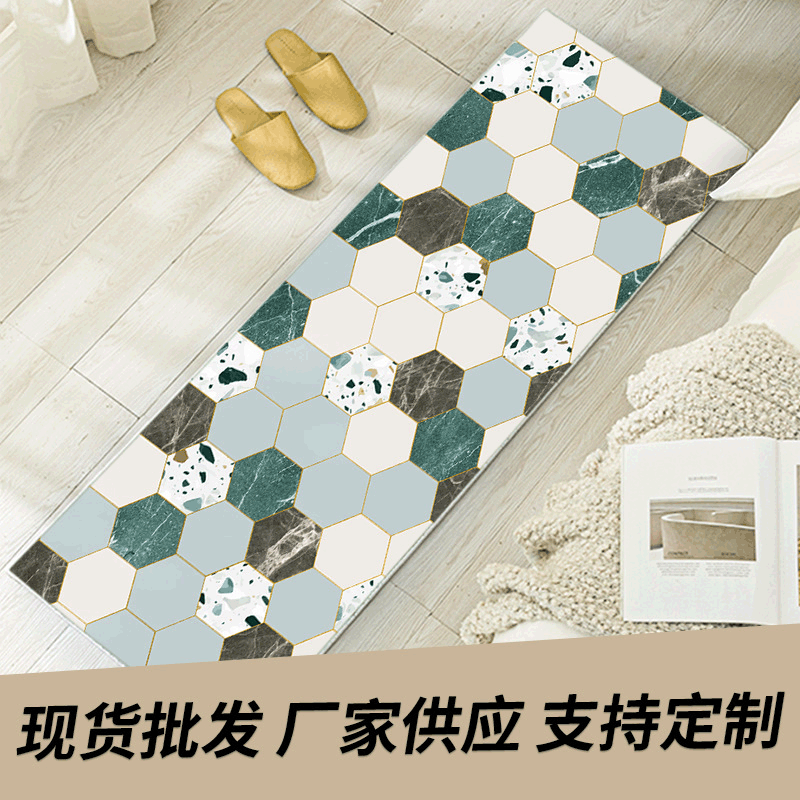 Suede Printed Kitchen Floor Mat Carpet Felt Material Oil-Absorbing Water-Absorbing Non-Slip Mat Bedroom Children Crawling Mat Generation Hair