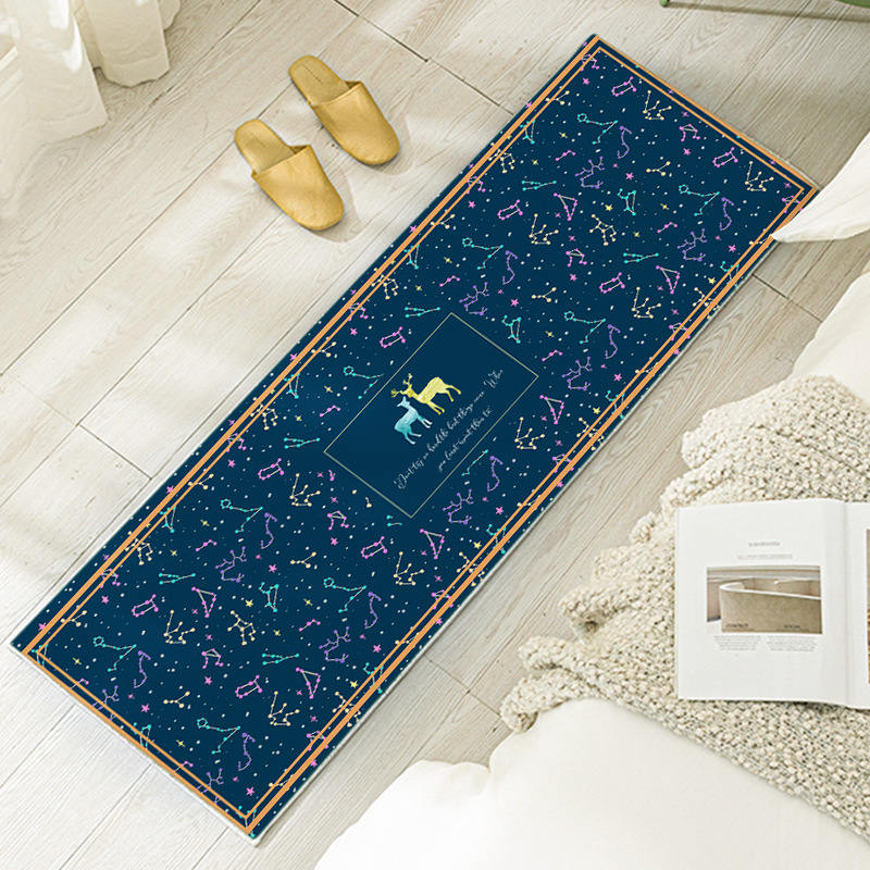 Suede Printed Kitchen Floor Mat Carpet Felt Material Oil-Absorbing Water-Absorbing Non-Slip Mat Bedroom Children Crawling Mat Generation Hair