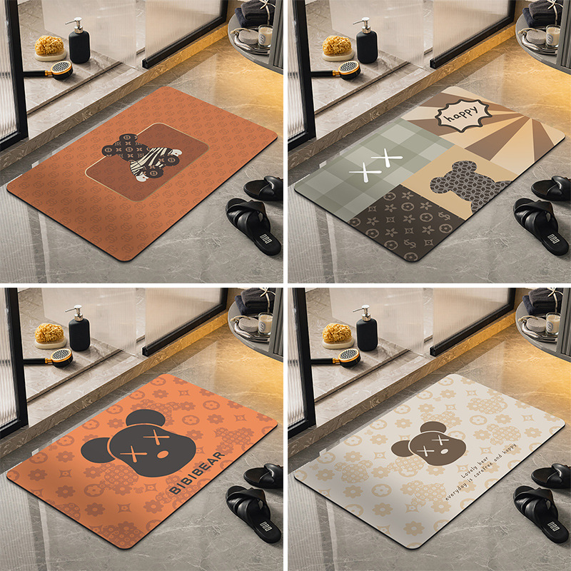 Diatom Ooze Floor Mat Bathroom Water-Absorbing Non-Slip Mat Bathroom Step Mat Door Mat Guest Carpet Living Room Kitchen Bathroom Cushion