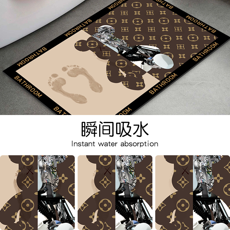 Diatom Ooze Floor Mat Bathroom Water-Absorbing Non-Slip Mat Bathroom Step Mat Door Mat Guest Carpet Living Room Kitchen Bathroom Cushion