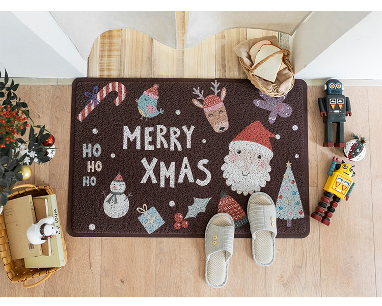 INS Nordic Simple Green Plant Ring Silk PVC Floor Mat Mud Scraping Door Mat Household Entrance Foyer Mat Non-Slip Mat