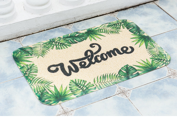 INS Nordic Simple Green Plant Ring Silk PVC Floor Mat Mud Scraping Door Mat Household Entrance Foyer Mat Non-Slip Mat