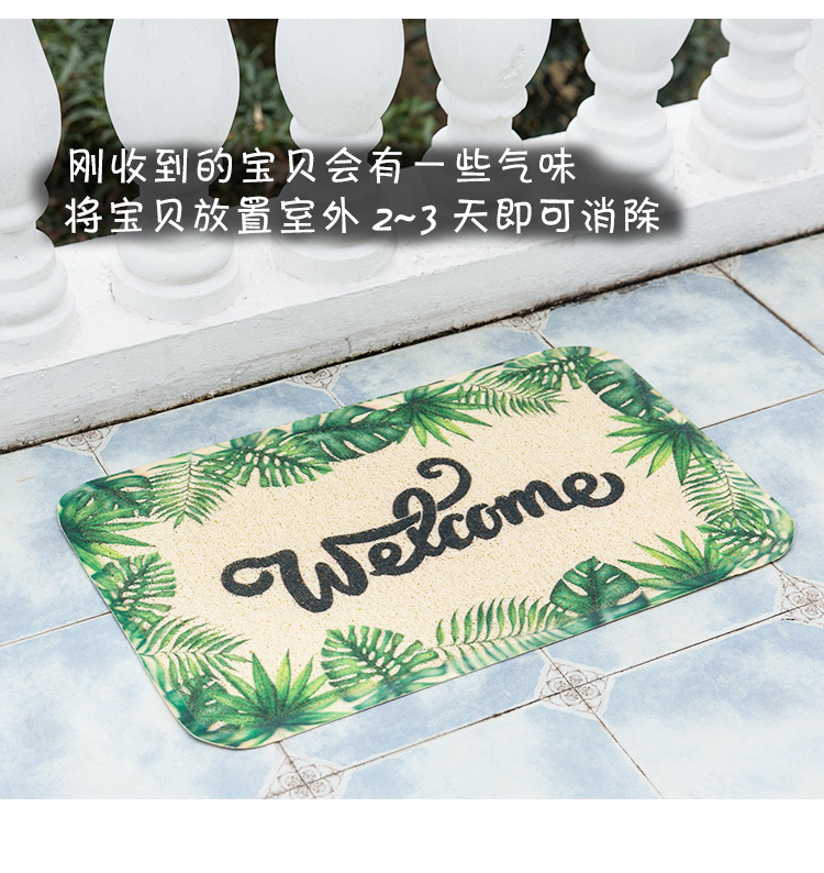 INS Nordic Simple Green Plant Ring Silk PVC Floor Mat Mud Scraping Door Mat Household Entrance Foyer Mat Non-Slip Mat
