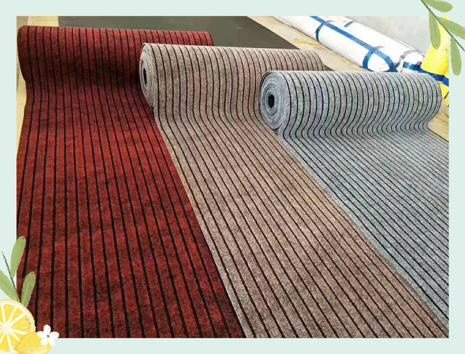 PVC sole 7 stripe polypropylene rolled material floor mat non-slip mat corridor mat stripe rolled materialmat water  mat