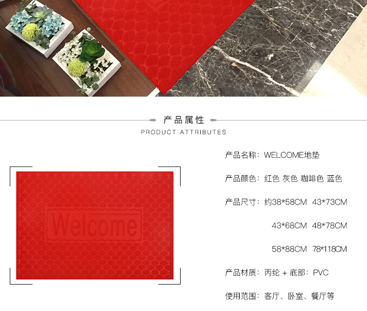 Embossed Floor Mat Door Mat PVC Non-Slip Mat Brushed Carpet Mats Advertising Mat Customized Factory Wholesale One Product Dropshipping