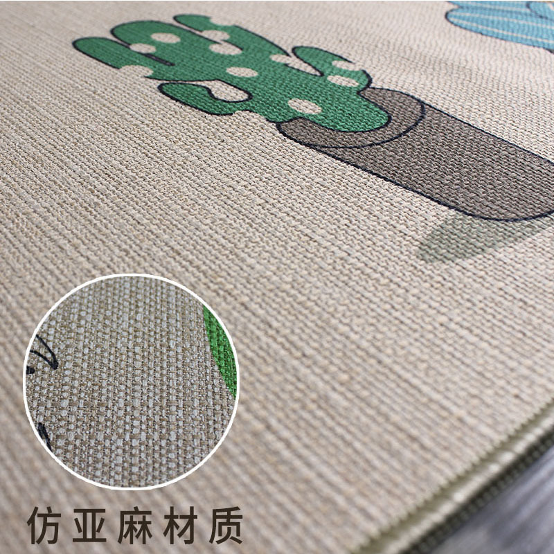 Cross-Border Factory Wholesale Natural Rubber Linen Floor Mat Carpet Non-Slip Mat Bathroom Living Room Doormat Kitchen Pad Customized