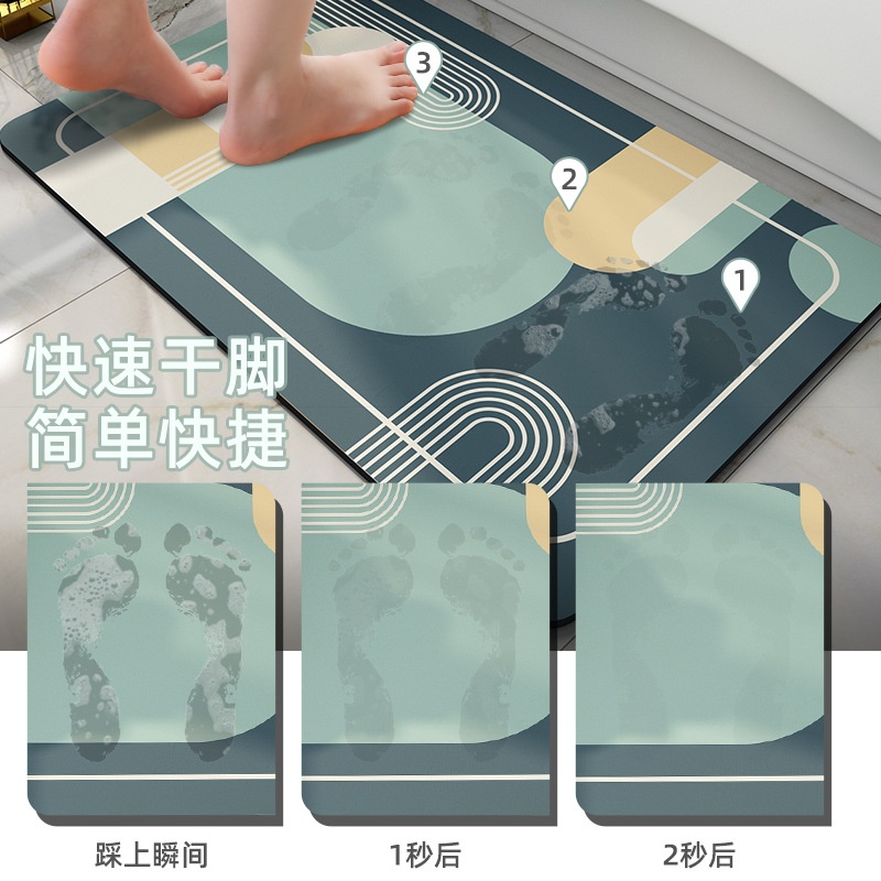 Household Toilet Floor Mat Bathroom Water-Absorbing Non-Slip Mat Toilet Door Quick-Drying Foot Mat Bedroom Entrance Carpet Mat