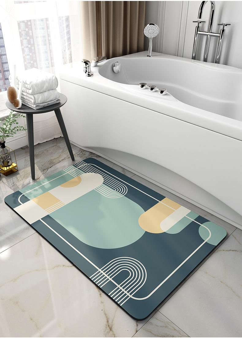 Household Toilet Floor Mat Bathroom Water-Absorbing Non-Slip Mat Toilet Door Quick-Drying Foot Mat Bedroom Entrance Carpet Mat