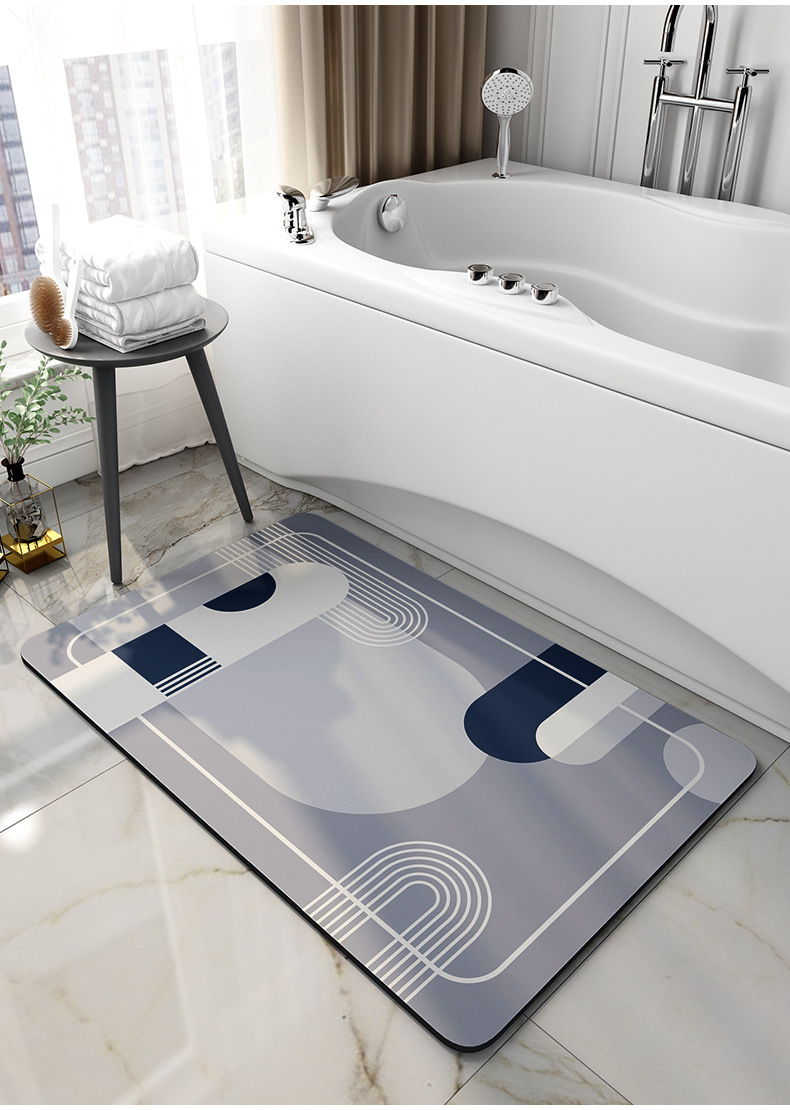 Household Toilet Floor Mat Bathroom Water-Absorbing Non-Slip Mat Toilet Door Quick-Drying Foot Mat Bedroom Entrance Carpet Mat