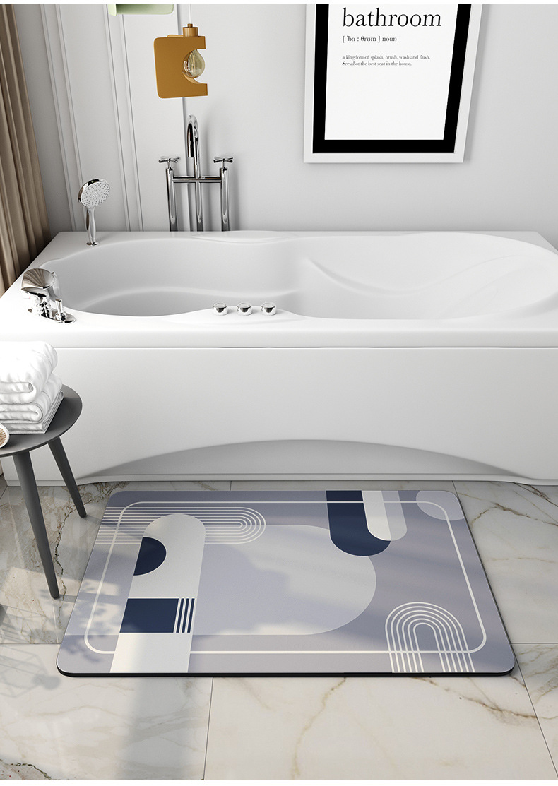 Household Toilet Floor Mat Bathroom Water-Absorbing Non-Slip Mat Toilet Door Quick-Drying Foot Mat Bedroom Entrance Carpet Mat