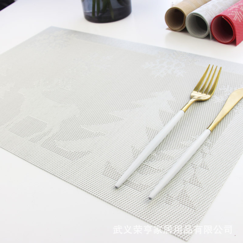 Winter solstice Christmas fawn PVC western-style food mat 30 * 45 mate non-slip mat rectangular coasters manufacturers direct sales
