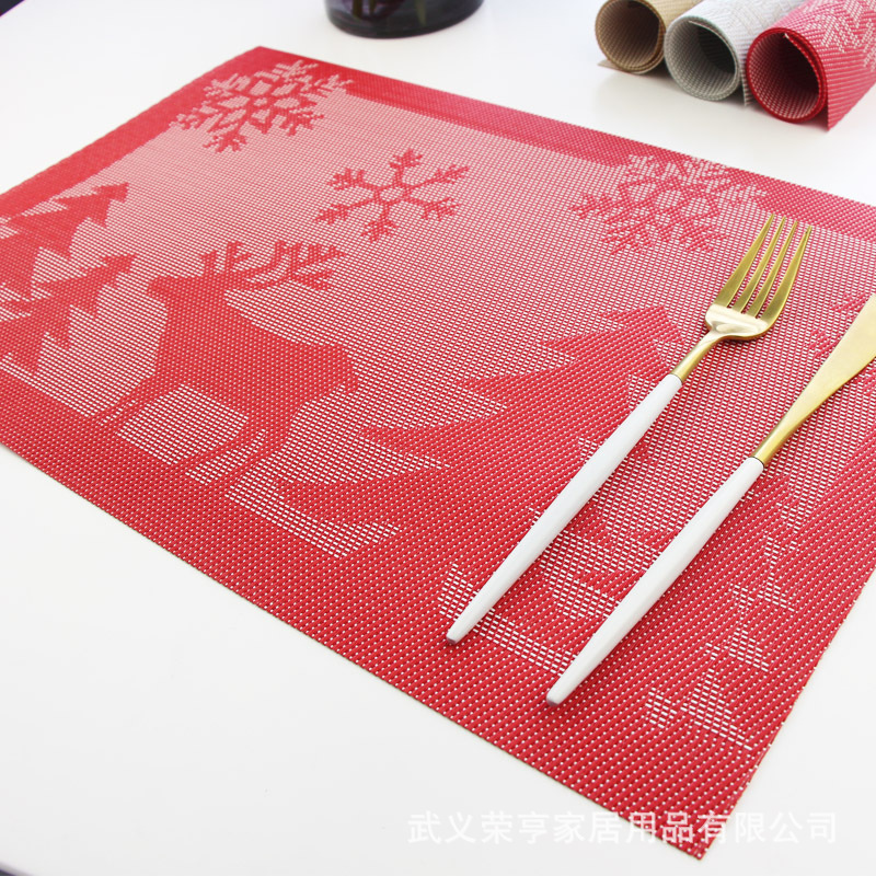 Winter solstice Christmas fawn PVC western-style food mat 30 * 45 mate non-slip mat rectangular coasters manufacturers direct sales