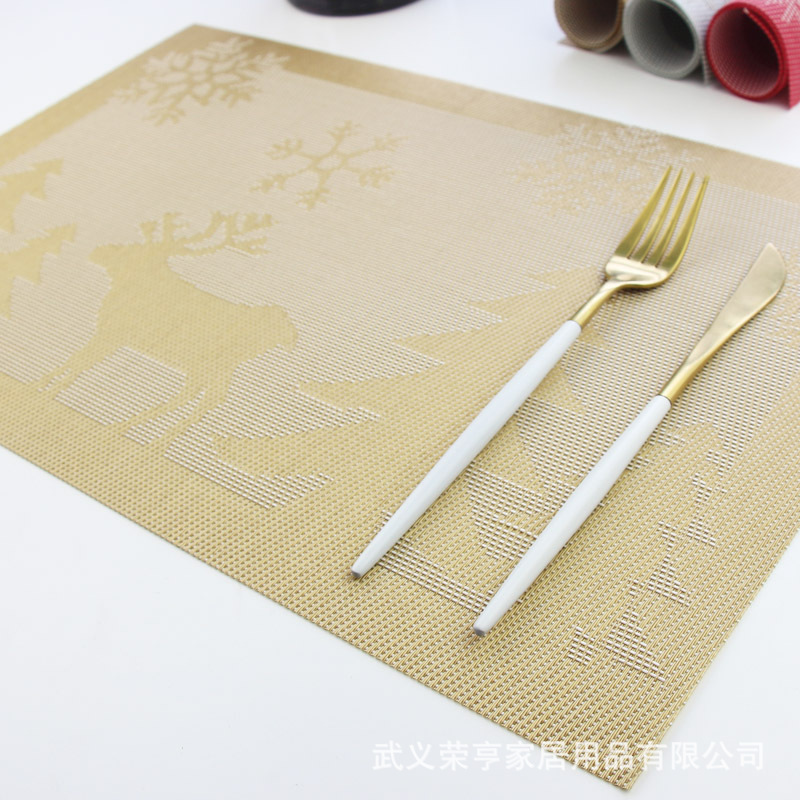 Winter solstice Christmas fawn PVC western-style food mat 30 * 45 mate non-slip mat rectangular coasters manufacturers direct sales
