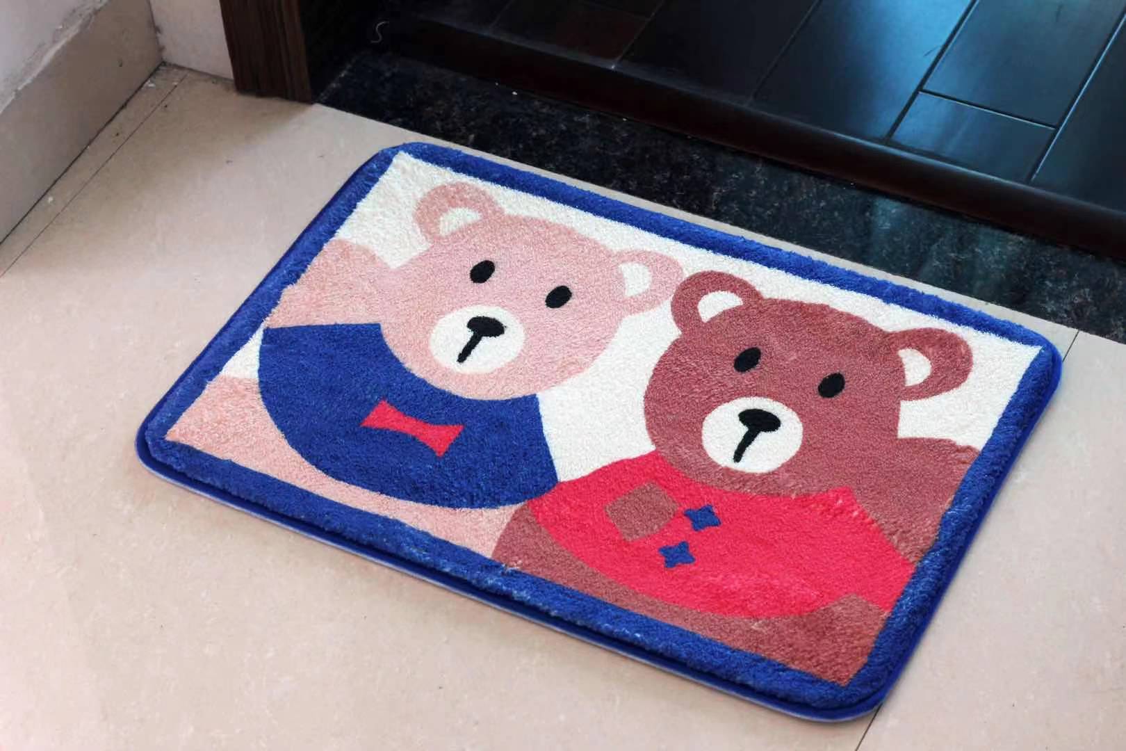 Factory Direct Sales Crystal Velvet Floor Mat HD Printing Door Mat Bedroom Living Room and Kitchen Entrance Non-Slip Mat