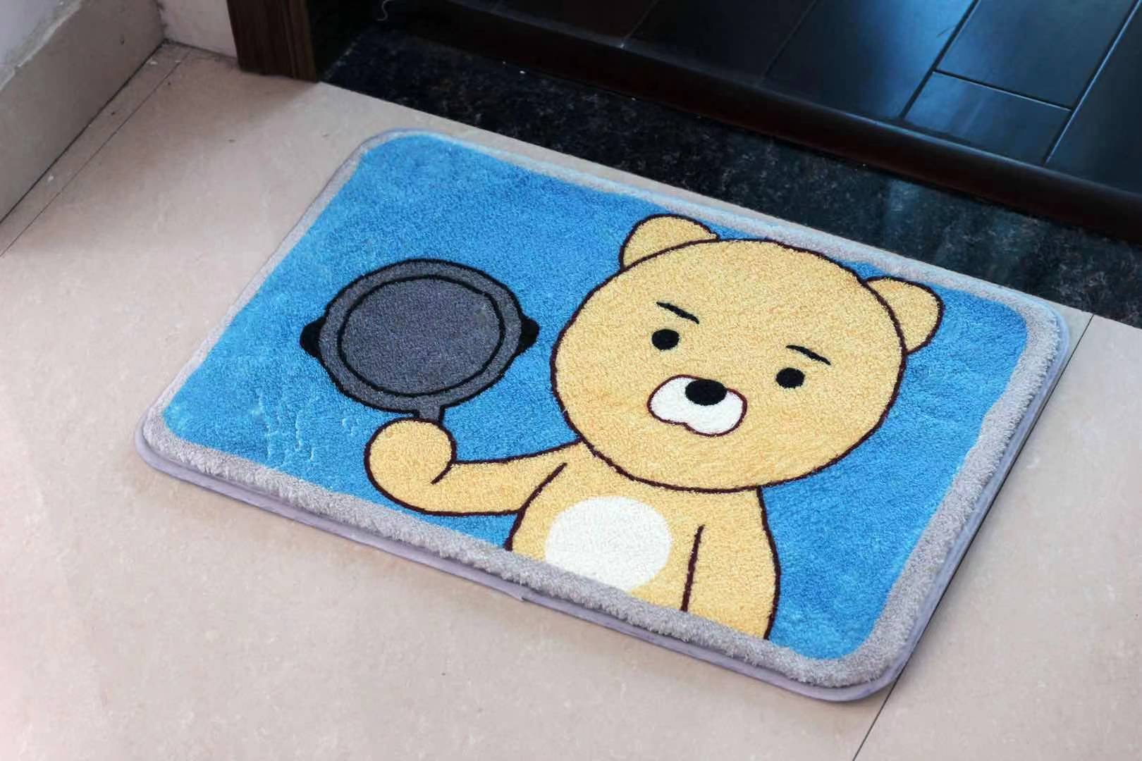 Factory Direct Sales Crystal Velvet Floor Mat HD Printing Door Mat Bedroom Living Room and Kitchen Entrance Non-Slip Mat