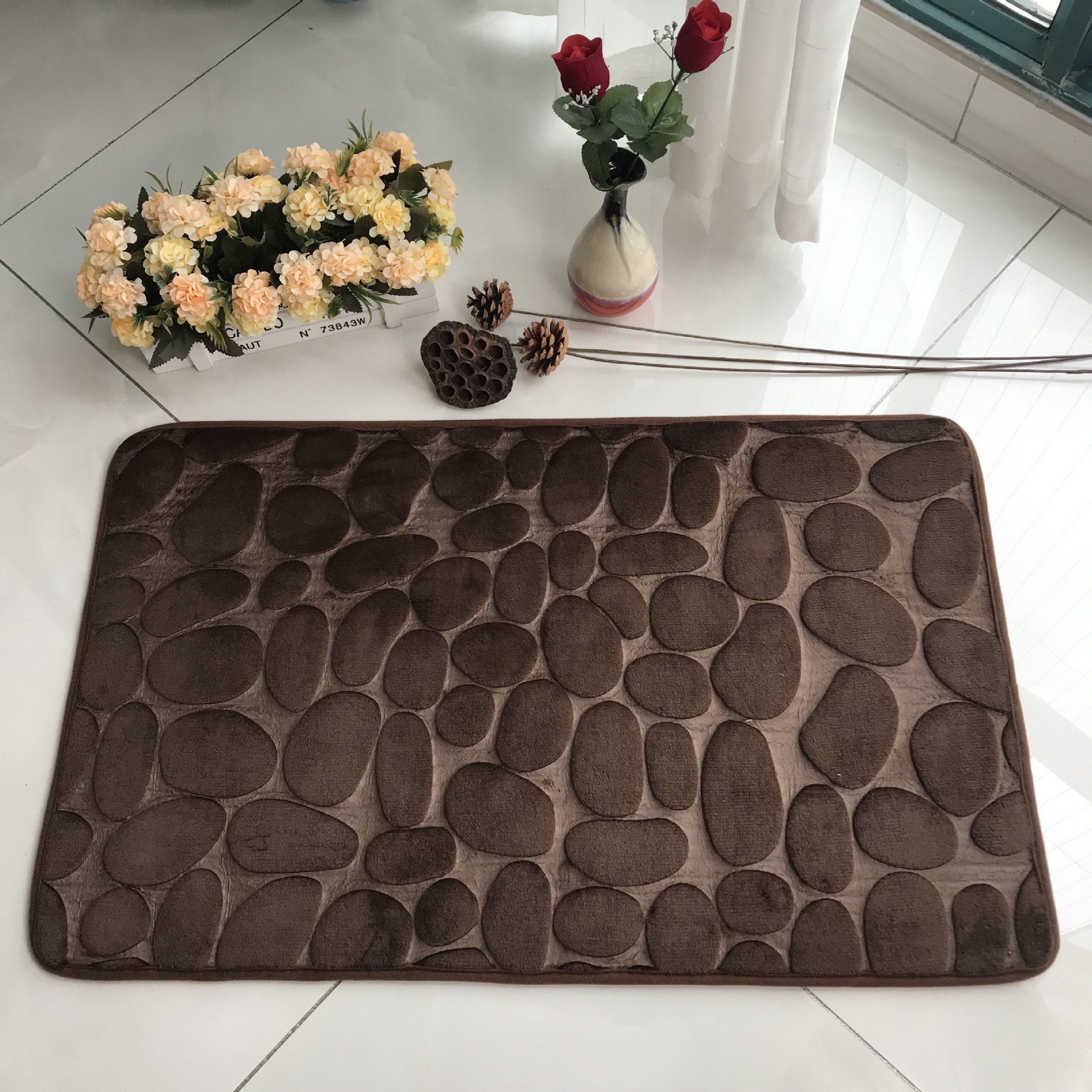 Cobblestone Embossed Carpet Floor Mat Bedroom Foot Mat Doormat Kitchen Bathroom Mat Sponge Water-Absorbing Non-Slip Mat Cobblestone Embossed Carpet Floor Mat Bedroom Foot Mat Doormat Kitchen Bathroom Mat Sponge Water-Absorbing Non-Slip Mat