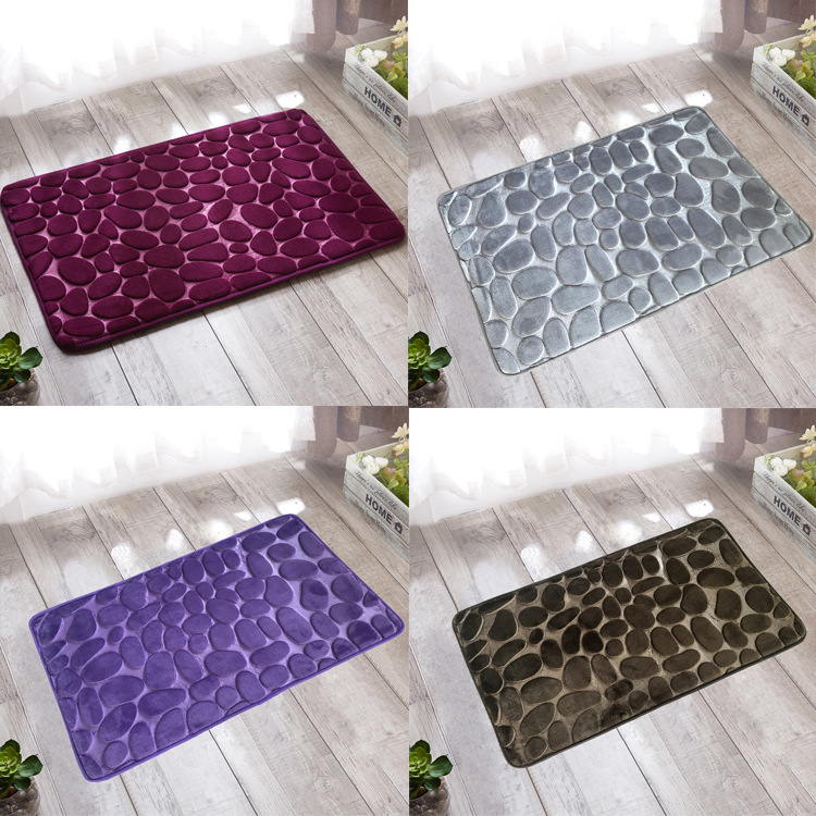 Cobblestone Embossed Carpet Floor Mat Bedroom Foot Mat Doormat Kitchen Bathroom Mat Sponge Water-Absorbing Non-Slip Mat