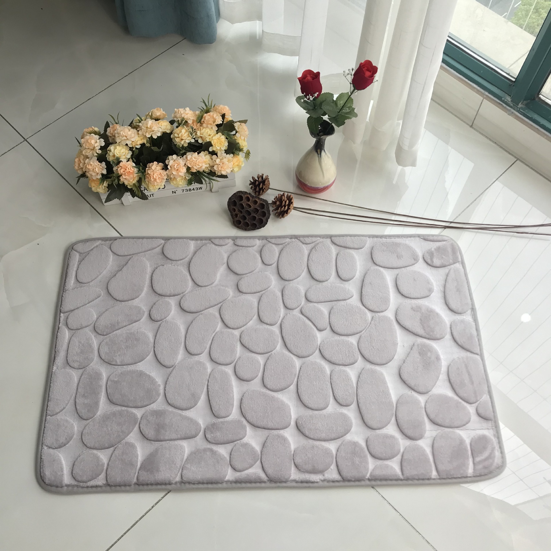 Cobblestone Embossed Carpet Floor Mat Bedroom Foot Mat Doormat Kitchen Bathroom Mat Sponge Water-Absorbing Non-Slip Mat Cobblestone Embossed Carpet Floor Mat Bedroom Foot Mat Doormat Kitchen Bathroom Mat Sponge Water-Absorbing Non-Slip Mat